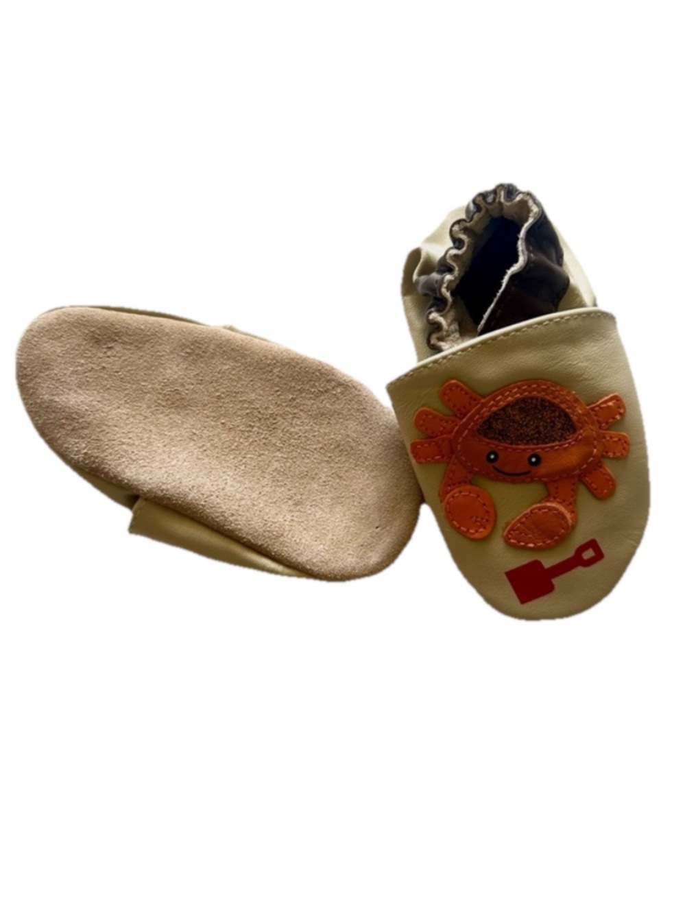 Robeez Cream Leather Crab Slip-On Shoes with Orange Appliqué - Picture 2 of 3